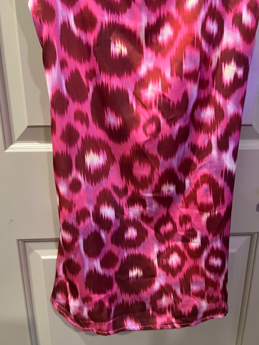 Averie Linda Night Dress Satin Slip Dress Pink-Magenta Leopard Print L - Picture 5 of 8